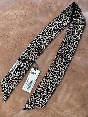 NWT Moschino 100% Silk Double Sided Print Skinny Scarf, Made in Italy